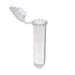 biologix 2.0ml clear polypropylene non-sterile (rnase & dnase free) conical bottom microcentrifuge tubes with attached flat caps. tubes have frosted writing area and marked graduations. 500 tubes/pack