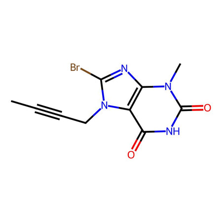 8-Bromo-7-(but-2-yn-1-yl)-3-methyl-1H-purine-2,6(3H,7H)-dione, 98%|924677|666816-98-4