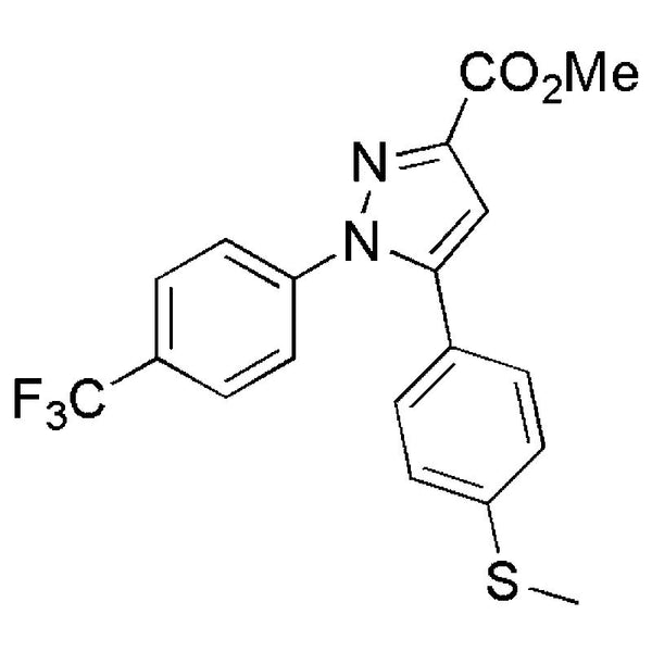 Methyl 5-(4-methylsulfanylphenyl)-1-(4-trifluoromethyl-phenyl)-1H-pyrazole-3-carboxylate|20771|641639-55-6