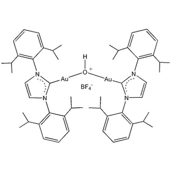 Bis{1,3-bis[2,6-bis(1-methylethyl)phenyl]-1,3-dihydro-2H-imidazol-2-ylidene}-mu-hydroxydigold(I) tetrafluoroborate, 99%|79-0125|1262545-45-8