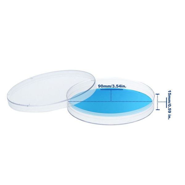 biologix 90x15mm clear polystyrene sterile petri dish with triple-vented lid. petri dishes feature stackable design. 10/pack, 50 packs/case|66-1501