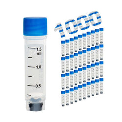 cryoking 1.5 ml vial, clear polypropylene sterile cryovials with external thread and red caps assembled. 2d barcoded+ side code, pp, no o-ring, 25 pieces/bag, 20 bags/pack, 2 packs/case|88-9153