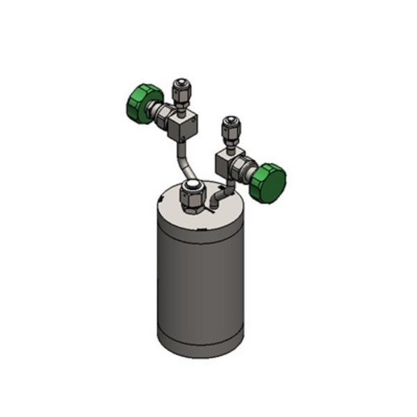 Stainless steel bubbler, 1200ml, vertical, electropolished with fill-port, PCTFE valve stem tip, DOT 4B|95-5002