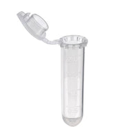 biologix 2.0ml clear polypropylene non-sterile (rnase & dnase free) conical bottom microcentrifuge tubes with attached flat caps. tubes have frosted writing area and marked graduations. 500 tubes/pack|80-0020