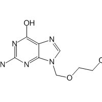 Acyclovir, 99%, inactivate the thymidine kinase of the herpesvirus|134052|59277-89-3
