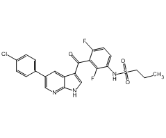 Vemurafenib, 99%, a first-in-class, selective, potent inhibitor of B-RAF kinase, with IC50s of 31 and 48 nM for RAFV600E and c-RAF-1, respectively|1349108|918504-65-1