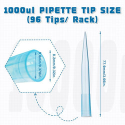 biologix 1000μl blue polypropylene sterile (rnase & dnase free) autoclavable pipet tips.  tips come loaded into 100 well racks. 100 tips/rack, 60 racks/case|21-1000