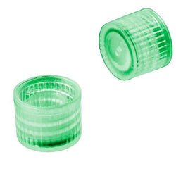 biologix green polypropylene non-sterile screw cap with o-ring seal (for use with microtubes).  tubes sold separately.  500 caps/pack, 10 packs/case|81-0002