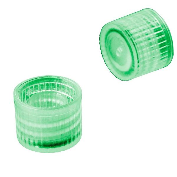 biologix green polypropylene non-sterile screw cap with o-ring seal (for use with microtubes).  tubes sold separately.  500 caps/pack, 10 packs/case|81-0002