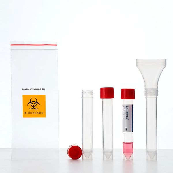 biologix virus transport medium tubes(saliva sample collector), including:1*funnel, 1*12ml tube, 1*tube cap. 25 bags/pack, 10 packs/case|19-1121