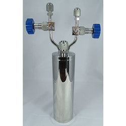 Stainless steel bubbler, 1000ml, vertical, electropolished with fill-port, high temp valves (315°C)|96-4996