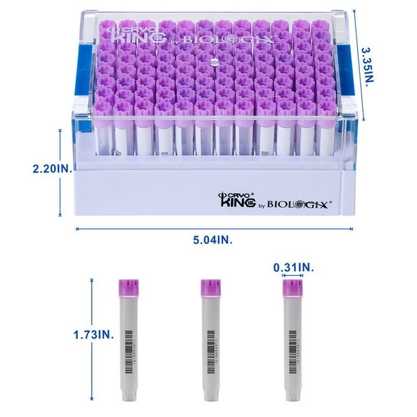 cryoking sbs combo, 1.4ml vials + rack；vial caps:lavender purple. dimensions(mm): 128x85x56. sterile. 1 sets/bag ,10 bags/pack , 2 packs/case|89-5145