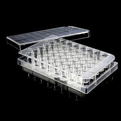 biologix 48-well (external dimensions: 85.4mm(w)x127.6mm(l)x20.2mm(h) | well dimesions: 9.75mm(d)x17.5mm(h) | working volume: 0.5ml) clear polystyrene (tc-treated) sterile cell culture plates with lid|07-6048