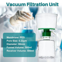 biologix sterile vacuum filtration unit, membrane: pes,pore size: 0.22μm,diameter:90mm, funnel volume: 500ml, receiver volume: 500ml. individually packed|09-PES2250