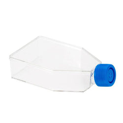 biologix 250ml (25ml working volume) clear polystyrene (tc-treated) sterile cell culture flasks with filter cap assembled.  5/pack, 20 packs/case|07-8075