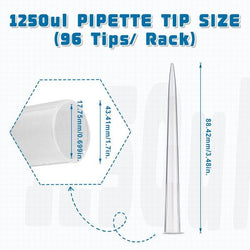 biologix 1000μl extended clear polypropylene sterile (rnase & dnase free) autoclavable pipet tips.  tips come loaded into 96 well racks. 96 tips/rack, 60 racks/case|21-1250