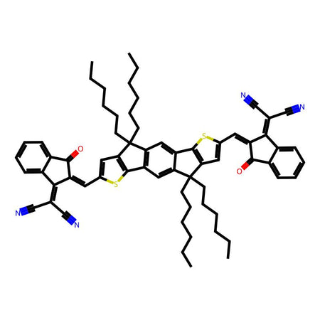 2,2'-((2Z,2'Z)-((4,4,9,9-Tetrahexyl-4,9-dihydro-s-indaceno[1,2-b:5,6-b']dithiophene-2,7-diyl)bis(methanylylidene))bis(3-oxo-2,3-dihydro-1H-indene-2,1-diylidene))dimalononitrile, 98%|2577514|1883441-92-6