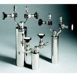 Stainless steel bubbler, 1800ml, horizontal in line, electropolished with fill-port, PCTFE valve stem tip|96-5004