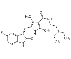 Sunitinib, 98%, a multi-targeted receptor tyrosine kinase inhibitor with IC50s of 80 nM and 2 nM for VEGFR2 and PDGFRβ, respectively|381939|557795-19-4