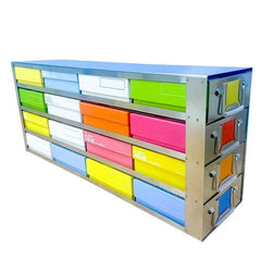 side access drawer freezer racks, 560*140*235mm, for side access, stainless steel, 4 drawers, 4*4,fits for 2’’ standard 16 boxes,1 piece/case|99-5216