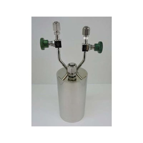 Stainless steel bubbler, 1200ml, vertical, electropolished with fill-port, high temp valves (315°C), DOT 4B|95-4002