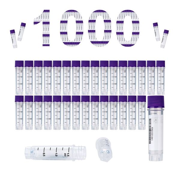 cryoking 1.5ml clear polypropylene sterile cryovials with external thread and pueple caps assembled.  cryovials have writing patch and marked graduations.   25 cryovials/bag, 20 bags/pack, 2 packs/cas|88-6155