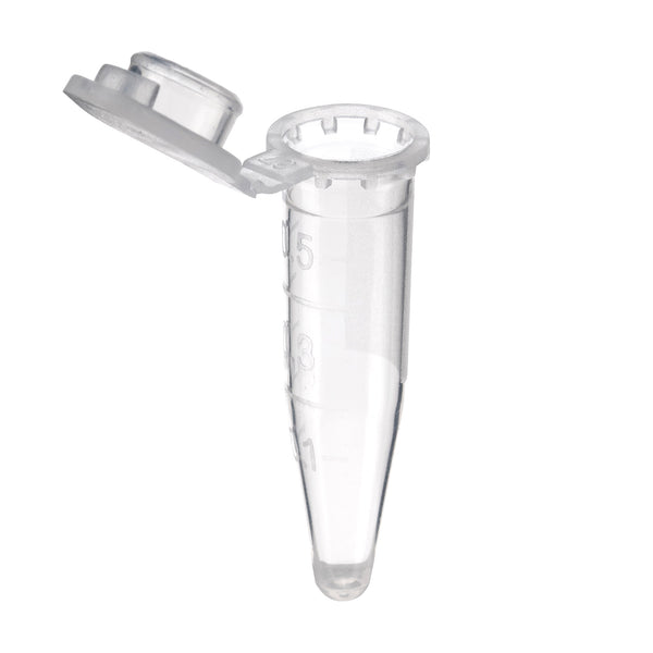 0.5ml microcentrifuge tubes, clear, non-sterile, 500 pieces/bag/pack, 10 packs/case