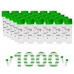 cryoking 1.0ml clear polypropylene sterile cryovials with external thread and green caps assembled.  cryovials have writing patch and marked graduations.25 cryovials/bag, 20 bags/pack, 2 packs/case, p|88-0102