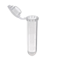 biologix 2.0ml clear polypropylene non-sterile (rnase & dnase free) conical bottom microcentrifuge tubes with attached flat caps. tubes have frosted writing area and marked graduations. 500 tubes/pack