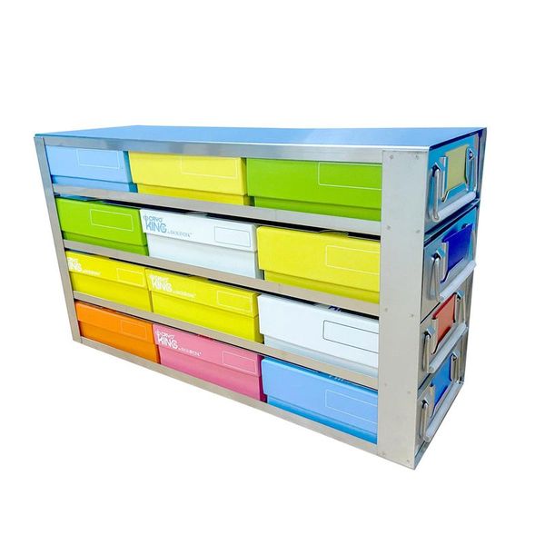 side drawer freezer racks,420*140*240mm, stainless steel, 3*4, hole 12 boxes with 2'' height,1 piece/case|99-5212B
