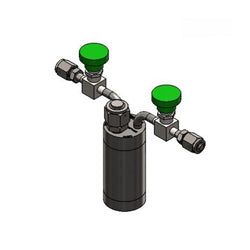 Stainless steel bubbler, 150ml, horizontal in line, electropolished with fill-port, high temp valves (315°C), DOT 4B|95-0272