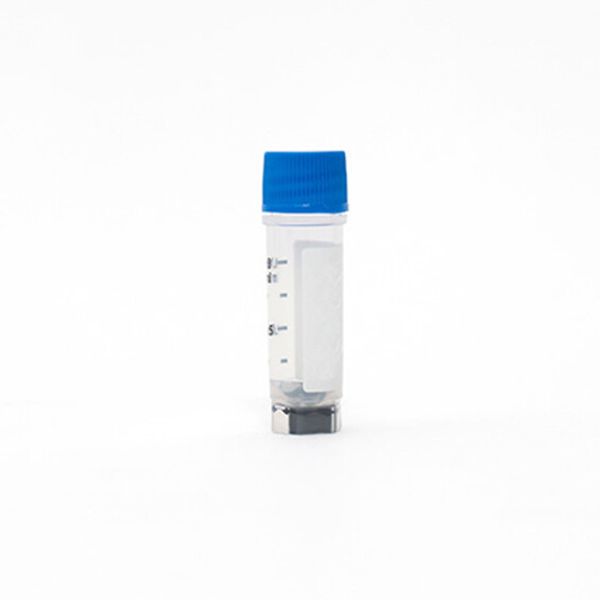 cryoking 1.0ml clear polypropylene sterile pre-set bottom 2d barcoded cryovials with external thread and blue caps assembled.  cryovials have writing patch and marked graduations.  25 cryovials/bag, 2|88-1103