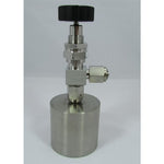 Stainless steel cylinder, 125ml, horizontal in line, with angled Bellows valve (150°C), DOT 4B|95-0281