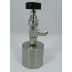 Stainless steel cylinder, 125ml, horizontal in line, with angled Bellows valve (150°C), DOT 4B|95-0281