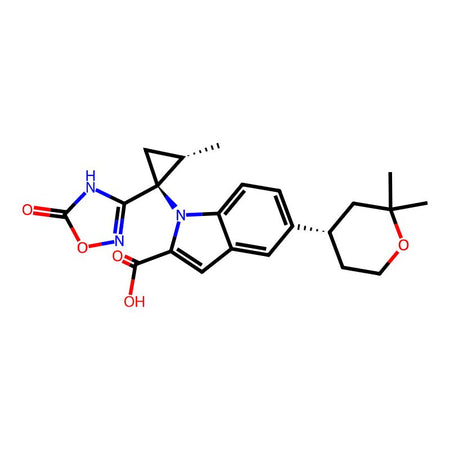 5-((S)-2,2-Dimethyltetrahydro-2H-pyran-4-yl)-1-((1S,2S)-2-methyl-1-(5-oxo-4,5-dihydro-1,2,4-oxadiazol-3-yl)cyclopropyl)-1H-indole-2-carboxylic acid, 99%|9428837|2212021-83-3