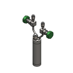 Stainless steel bubbler, 300ml, vertical, electropolished with fill-port, PCTFE valve stem tip, DOT 4B|95-4290