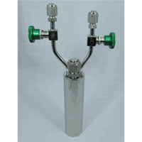 Stainless steel bubbler, 300ml, vertical, electropolished with fill-port, high temp valves (315°C), DOT 4B|95-0270