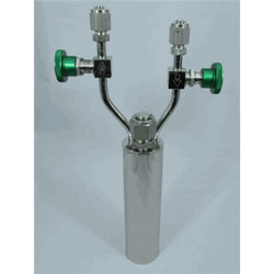 Stainless steel bubbler, 300ml, vertical, electropolished with fill-port, high temp valves (315°C), DOT 4B|95-0270