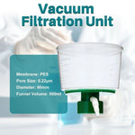 biologix sterile vacuum filtration unit-funnel, membrane: pes,pore size: 0.22μm,diameter:90mm, funnel volume: 500ml.   individually packed|09-PES2250F