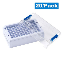 cryoking 96-well rack for 750 & 1000ul screw cap minitubes. these square well racks feature 1d barcodes along 3 sides and a 2d on the bottom. the mechanical locking system ensures your samples stay se|98-4227