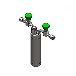 Stainless steel bubbler, 300ml, horizontal in line, electropolished with fill-port, high temp valves (315°C), DOT 4B|95-5006