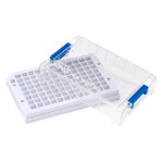 cryoking 96-well rack for 750 & 1000ul screw cap minitubes. these round well racks feature 1d barcodes along 3 sides and a 2d on the bottom. the mechanical locking system ensures your samples stay sec|98-4217