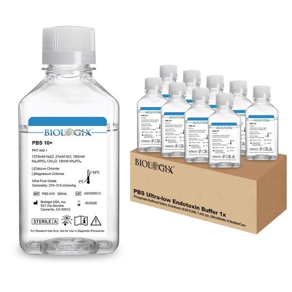 PBS buffer（10×）,pH7.4,Sterile, 500mL/ Bottle, 10 Bottles/Case|PBS-510