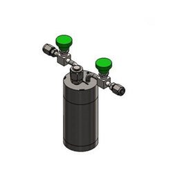 Stainless steel bubbler, 600ml, horizontal in line, electropolished with fill-port, high temp valves (315°C), DOT 4B|95-5007