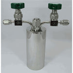 Stainless steel bubbler, 600ml, horizontal in line, electropolished with fill-port, PCTFE valve stem tip, DOT 4B|95-5599