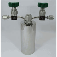 Stainless steel bubbler, 600ml, horizontal in line, electropolished with fill-port, PCTFE valve stem tip, DOT 4B|95-5599