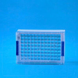 cryoking 96-well rack for 300 & 500ul screw cap minitubes. these square well racks feature 1d barcodes along 3 sides and a 2d on the bottom. the mechanical locking system ensures your samples stay sec|98-4127