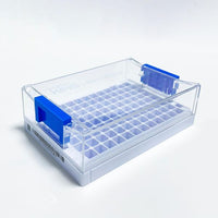 cryoking sbs format racks, available for 0.75ml external vials; 96-well; square holes, white; dimensions(mm): 128x85x41. 10/pack , 2 packs/case|98-5327