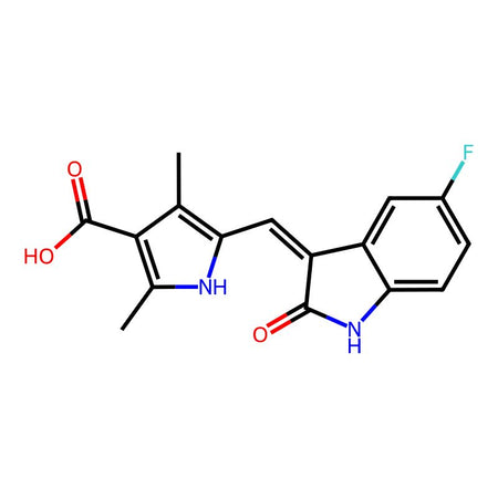 (Z)-5-((5-Fluoro-2-oxoindolin-3-ylidene)methyl)-2,4-dimethyl-1H-pyrrole-3-carboxylic acid|C1896849|356068-93-4
