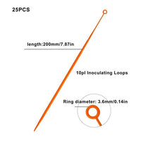 biologix 10μl orange polystyrene sterile inoculating loops.  features an ultra-smooth loop surface.  packed in a sterile zip-seal bag. 25 loops/pack, 40 packs/case|65-0010